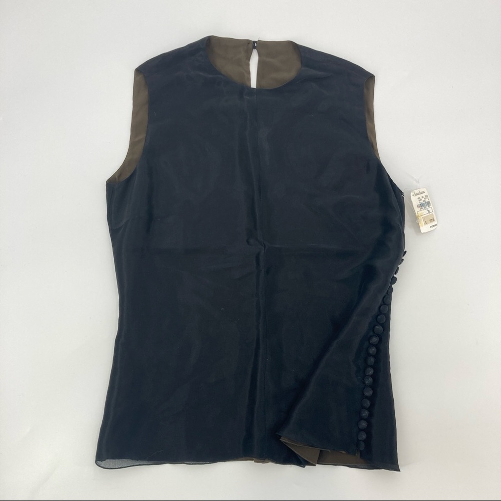 NEW! Brioni Women’s Sleeveless Silk Blen Blouse with Side Button Detail - Size 8